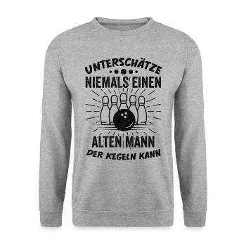 Kegeln Bier Kegelverein Kegelbahn Lustige Sprüche - Unisex Pullover - Weißgrau meliert - Vorne - Alina (178cm) & Michal (187cm)