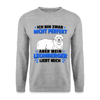 Leonberger Langhaar deutscher Wachhund - Liebe - Unisex Pullover - Weißgrau meliert - Vorne - Alina (178cm) & Michal (187cm)