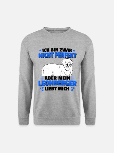 Leonberger Langhaar deutscher Wachhund - Liebe - Unisex Pullover - Weißgrau meliert