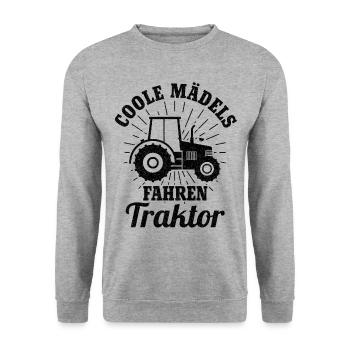 Traktor Mädels Bauer Großvater Landwirtschaft Gesc - Unisex Pullover - Weißgrau meliert - Vorne - Alina (178cm) & Michal (187cm)