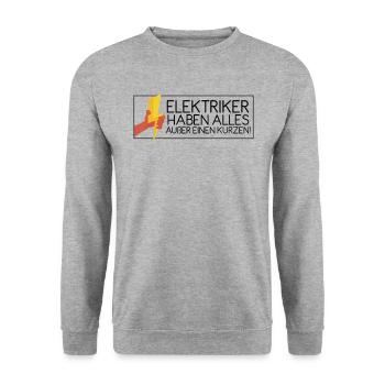 Elektriker Elektromeister Handwerker - Unisex Pullover - Weißgrau meliert - Vorne - Alina (178cm) & Michal (187cm)