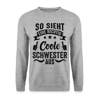So Sieht Ein Richtig Cooler Bruder Aus Geschenkide - Unisex Pullover - Weißgrau meliert - Vorne - Alina (178cm) & Michal (187cm)