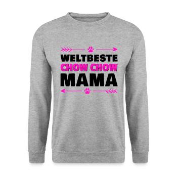 Chow-Chow chinesicher Löwenhund - Weltbeste Mama - Unisex Pullover - Weißgrau meliert - Vorne - Alina (178cm) & Michal (187cm)
