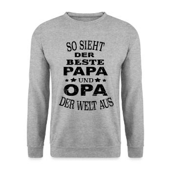 Best dad and grandpa in the world fathers day grandfather - Unisex Sweatshirt - salt & pepper - Front - Alina (178cm) & Michal (187cm)