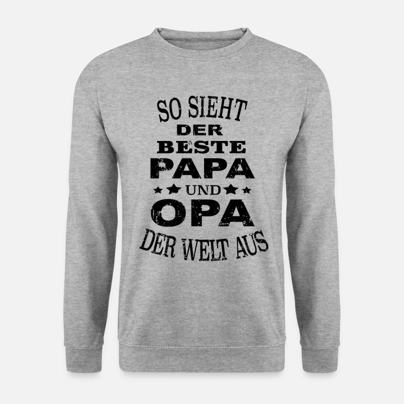 Bester Papa und Opa der Welt Vatertag Großvater - Unisex Pullover - Weißgrau meliert