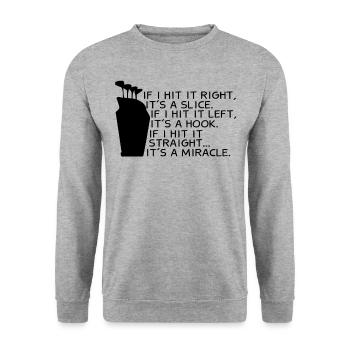 Lustiges Golf Sprüche Geschenk Golfen Golfer - Unisex Pullover - Weißgrau meliert - Vorne - Alina (178cm) & Michal (187cm)