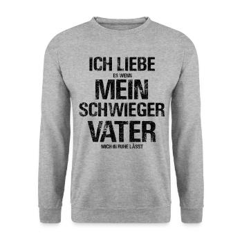 Schwiegersohn Schwiegertochter Schwiegervater Gesc - Unisex Pullover - Weißgrau meliert - Vorne - Alina (178cm) & Michal (187cm)