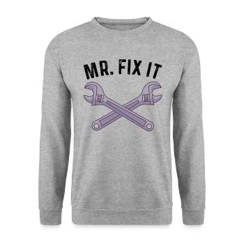M. Fix It Handyman Tool Cadeau d'amélioration de l'habitat - Sweat-shirt Unisexe - gris chiné - Devant - Alina (178cm) & Michal (187cm)