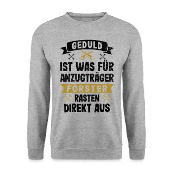 Lustiges Förster Rasten Direkt Aus Forstwirt Forst - Unisex Pullover - Weißgrau meliert - Vorne - Alina (178cm) & Michal (187cm)