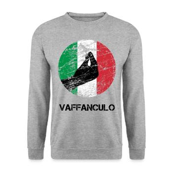 Vaffanculo dicton italien - cadeau de l'Italie - Sweat-shirt Unisexe - gris chiné - Devant - Alina (178cm) & Michal (187cm)