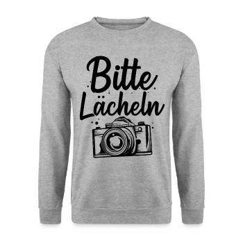 Fotograf Bitte Lächeln Fotografie Kamera Foto Foto - Unisex Pullover - Weißgrau meliert - Vorne - Alina (178cm) & Michal (187cm)