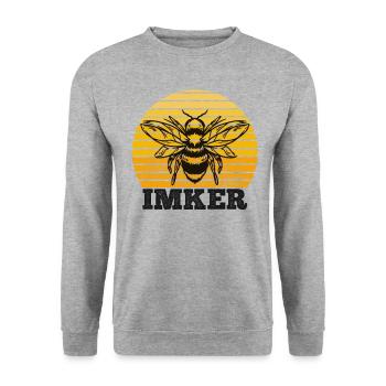 Imker Imkerei Symbol Logo Honigbiene Bienenzüchter - Unisex Pullover - Weißgrau meliert - Vorne - Alina (178cm) & Michal (187cm)