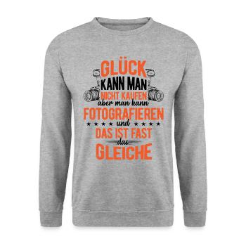 Man Kann Fotografieren Spruch Fotografie Fotograf - Unisex Pullover - Weißgrau meliert - Vorne - Alina (178cm) & Michal (187cm)