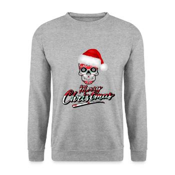 Crâne dans la conception de Noël - Sweat-shirt Unisexe - gris chiné - Devant - Alina (178cm) & Michal (187cm)