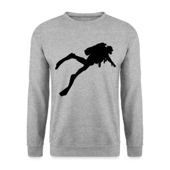 Taucher Tauchen Tiefseetaucher Dive Apnoe - Unisex Pullover - Weißgrau meliert - Vorne - Alina (178cm) & Michal (187cm)