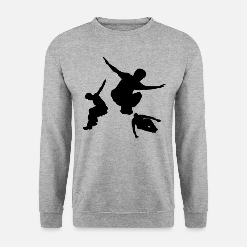 Parkour Freerunner Parcours Backflip - Unisex Pullover - Weißgrau meliert