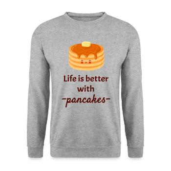 Pancakes - Unisex Pullover - Weißgrau meliert - Vorne - Alina (178cm) & Michal (187cm)