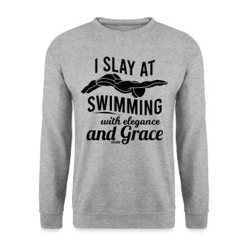 Piscine intérieure piscine extérieure lac natation - Sweat-shirt Unisexe - gris chiné - Devant - Alina (178cm) & Michal (187cm)