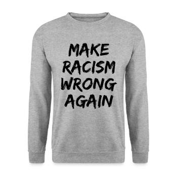 Cadeau de politique anti-racisme - Sweat-shirt Unisexe - gris chiné - Devant - Alina (178cm) & Michal (187cm)