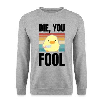 Die fool canard avec couteau meme poulet cadeau - Sweat-shirt Unisexe - gris chiné - Devant - Alina (178cm) & Michal (187cm)