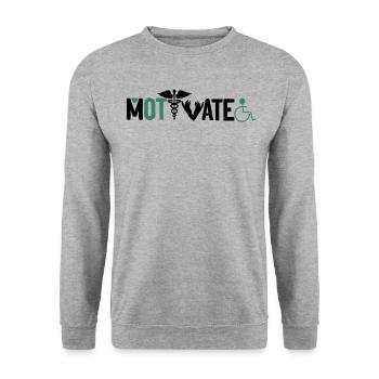 Ergotherapeut Motivate - Unisex Pullover - Weißgrau meliert - Vorne - Alina (178cm) & Michal (187cm)