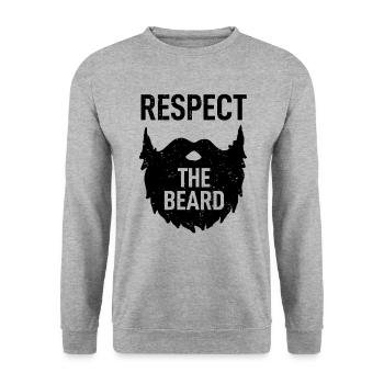 Respect The Bear Funny Bearded Man Gifts - Unisex Pullover - Weißgrau meliert - Vorne - Alina (178cm) & Michal (187cm)