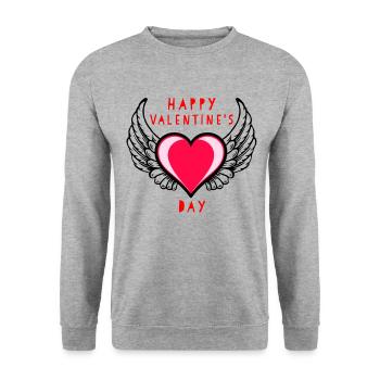 Saint-Valentin, Saint-Valentin, Saint-Valentin - Sweat-shirt Unisexe - gris chiné - Devant - Alina (178cm) & Michal (187cm)