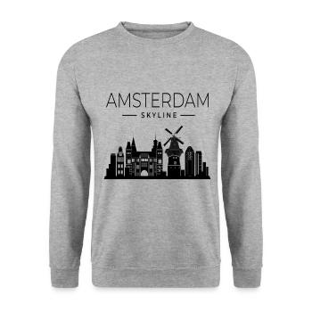 Amsterdam - Sweat-shirt Unisexe - gris chiné - Devant - Alina (178cm) & Michal (187cm)