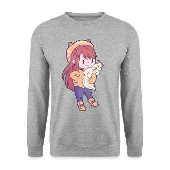 Amant de chat fille - Sweat-shirt Unisexe - gris chiné - Devant - Alina (178cm) & Michal (187cm)