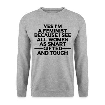 Cadeau féministe féministe féministe - Sweat-shirt Unisexe - gris chiné - Devant - Alina (178cm) & Michal (187cm)