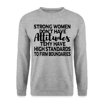 Cadeau féministe féministe féministe - Sweat-shirt Unisexe - gris chiné - Devant - Alina (178cm) & Michal (187cm)