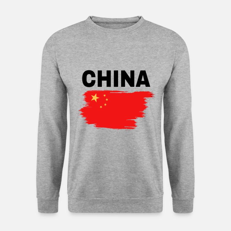 China - Unisex Pullover - Weißgrau meliert