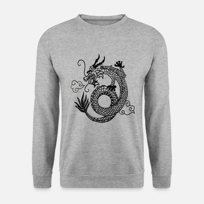 chinesischer Drache - Unisex Pullover - Weißgrau meliert