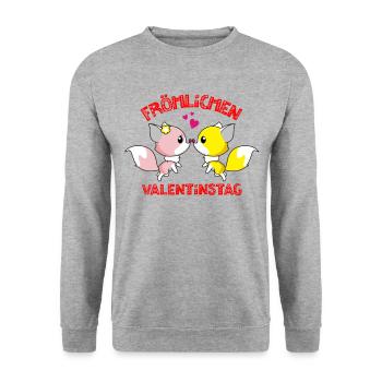 Saint-Valentin, Saint-Valentin, Saint-Valentin - Sweat-shirt Unisexe - gris chiné - Devant - Alina (178cm) & Michal (187cm)