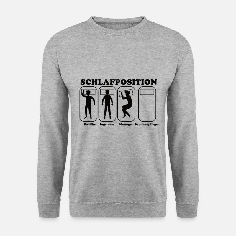 Schlafposition Krankenpfleger - Unisex Pullover - Weißgrau meliert