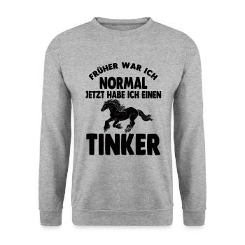 Tinker Reiterin Pferd Reitsport Reitverein Geschen - Unisex Pullover - Weißgrau meliert - Vorne - Alina (178cm) & Michal (187cm)