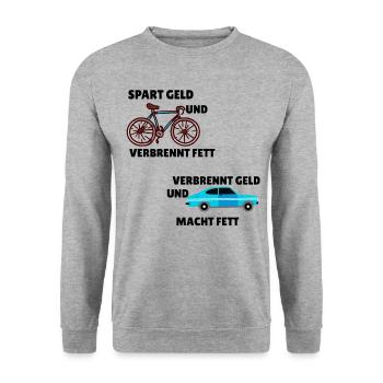 Fahrrad Auto Fahrrad fahren Radfahrer biker bike - Unisex Pullover - Weißgrau meliert - Vorne - Alina (178cm) & Michal (187cm)