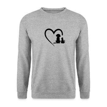 Dog & Cat Motif Dogs Cats Heart Gift - Unisex Sweatshirt - salt & pepper - Front - Alina (178cm) & Michal (187cm)