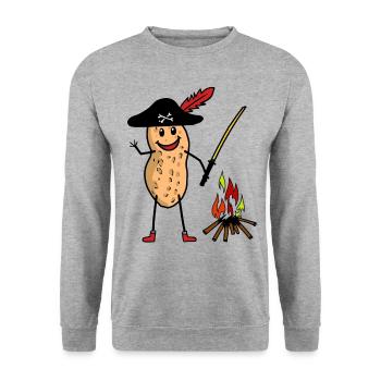 Peanut Pirate Buccaneer Campfire Kids Saber - Unisex Sweatshirt - salt & pepper - Front - Alina (178cm) & Michal (187cm)