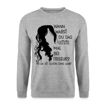 Friseurin Geschenk - Unisex Pullover - Weißgrau meliert - Vorne - Alina (178cm) & Michal (187cm)