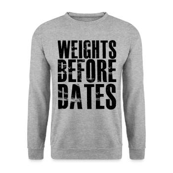 Cadeau poids fitness avant dates - Sweat-shirt Unisexe - gris chiné - Devant - Alina (178cm) & Michal (187cm)