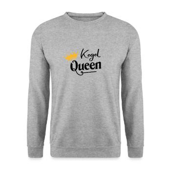 Kegel Queen Design für Sportkeglerin - Unisex Pullover - Weißgrau meliert - Vorne - Alina (178cm) & Michal (187cm)