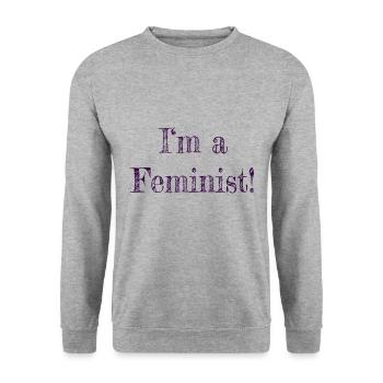 Feminismus - Unisex Pullover - Weißgrau meliert - Vorne - Alina (178cm) & Michal (187cm)