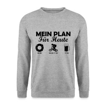 Tagesplan Mountainbike - Unisex Pullover - Weißgrau meliert - Vorne - Alina (178cm) & Michal (187cm)