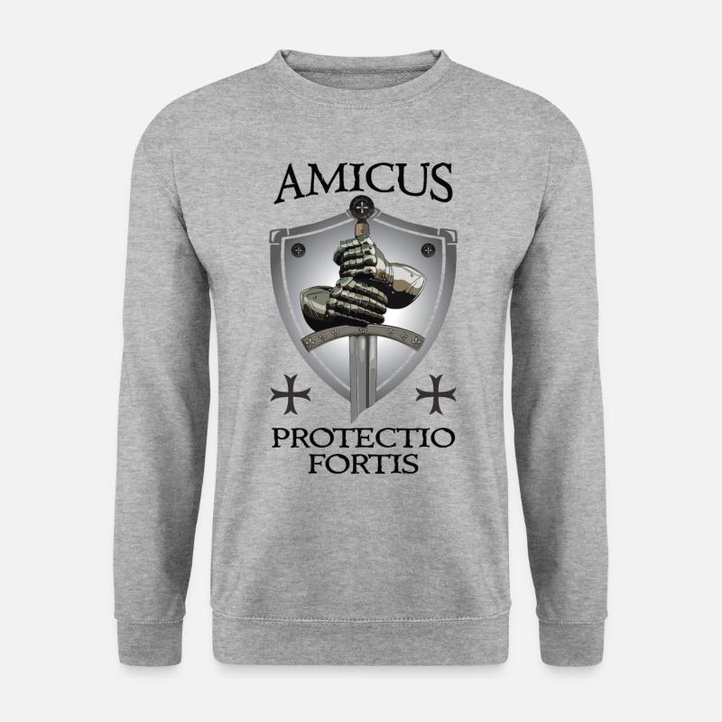 Crusader + Amicus Protectio Fortis - Unisex Sweatshirt - salt & pepper