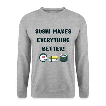 sushi - Unisex Sweatshirt - salt & pepper - Front - Alina (178cm) & Michal (187cm)