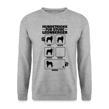 Leonberger Hundetricks deutscher Wachhund Geschenk - Unisex Pullover - Weißgrau meliert - Vorne - Alina (178cm) & Michal (187cm)