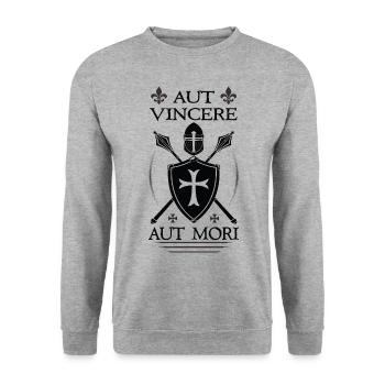 Casque Templier - Sweat-shirt Unisexe - gris chiné - Devant - Alina (178cm) & Michal (187cm)