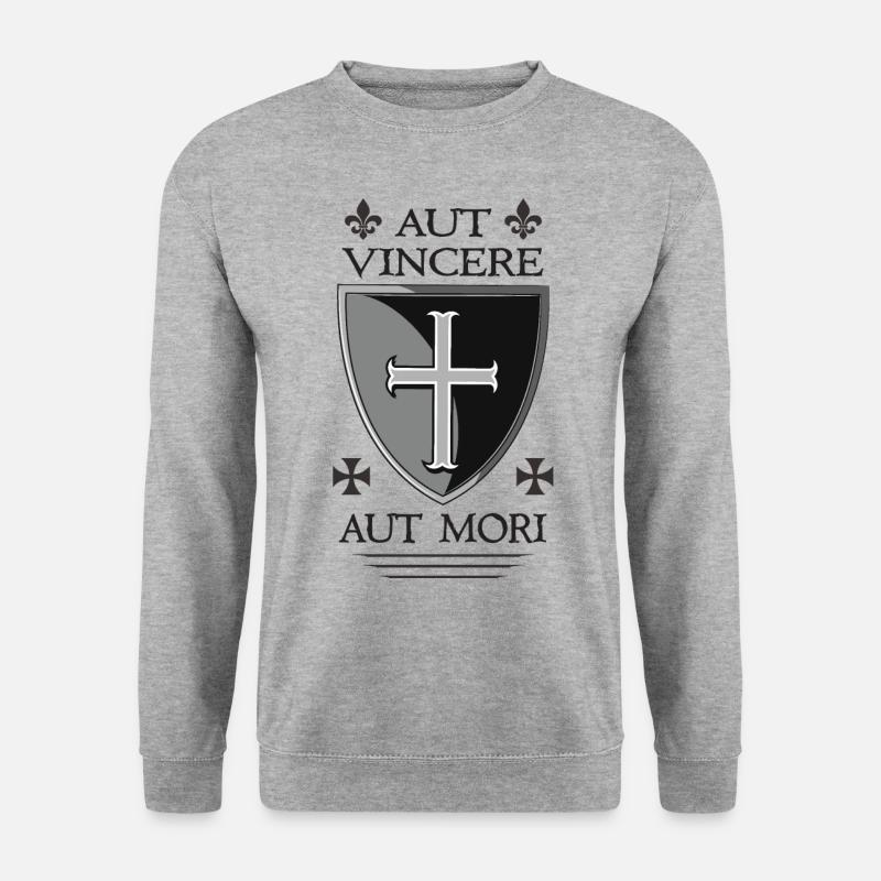 Templerkreuz Schild - Unisex Pullover - Weißgrau meliert