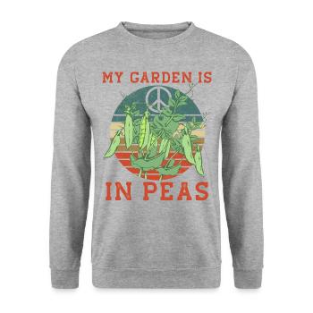 Peas peas funny pea garden saying gift - Unisex Sweatshirt - salt & pepper - Front - Alina (178cm) & Michal (187cm)